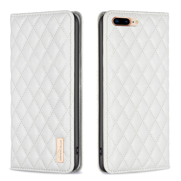 Diamond Lattice Magnetic Leather Flip Phone Case, For iPhone 8 Plus / 7 Plus