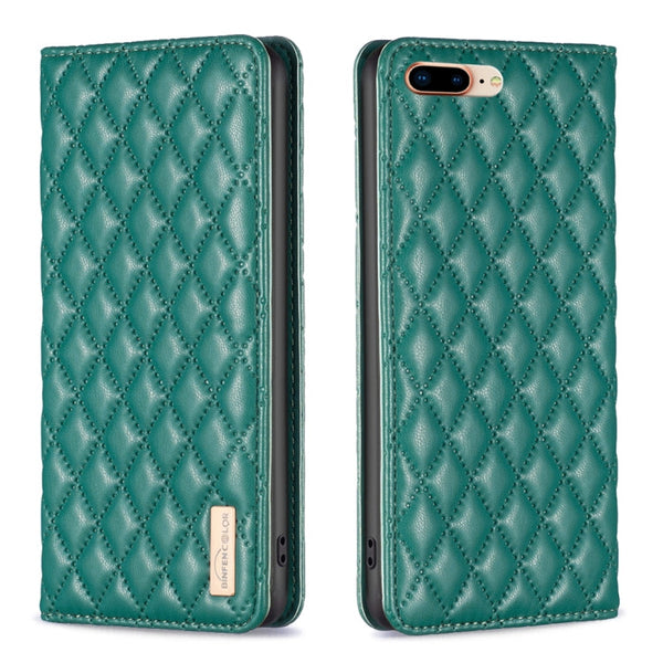 Diamond Lattice Magnetic Leather Flip Phone Case, For iPhone 8 Plus / 7 Plus