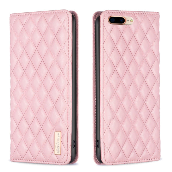Diamond Lattice Magnetic Leather Flip Phone Case, For iPhone 8 Plus / 7 Plus
