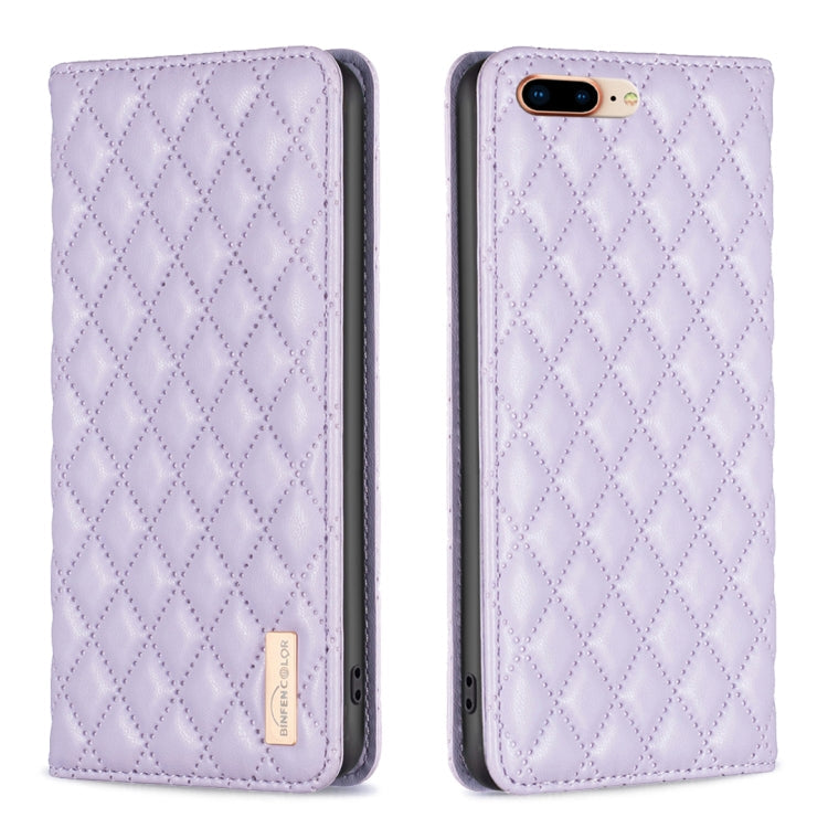 Diamond Lattice Magnetic Leather Flip Phone Case, For iPhone 8 Plus / 7 Plus