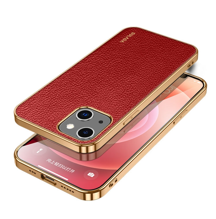 SULADA Shockproof TPU + Handmade Leather Phone Case, For iPhone 14, For iPhone 14 Plus, For iPhone 14 Pro, For iPhone 14 Pro Max