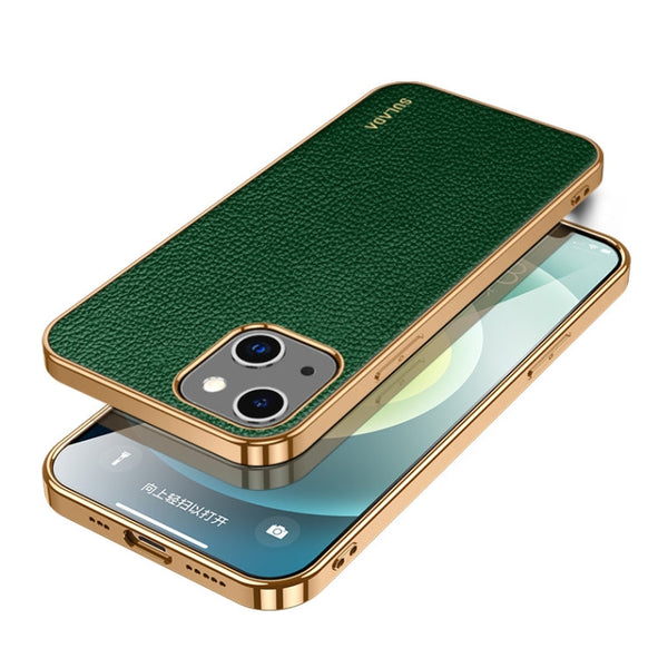 SULADA Shockproof TPU + Handmade Leather Phone Case, For iPhone 14, For iPhone 14 Plus, For iPhone 14 Pro, For iPhone 14 Pro Max