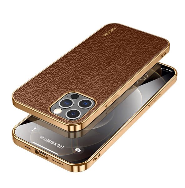 SULADA Shockproof TPU + Handmade Leather Phone Case, For iPhone 14, For iPhone 14 Plus, For iPhone 14 Pro, For iPhone 14 Pro Max