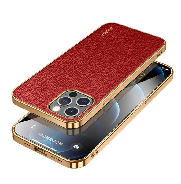 SULADA Shockproof TPU + Handmade Leather Phone Case, For iPhone 14, For iPhone 14 Plus, For iPhone 14 Pro, For iPhone 14 Pro Max