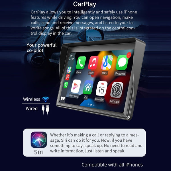 7 inch Wireless CarPlay Radio Multimedia Player 1080P IPS Touch Screen MP5 Radios Bluetooth Monitor