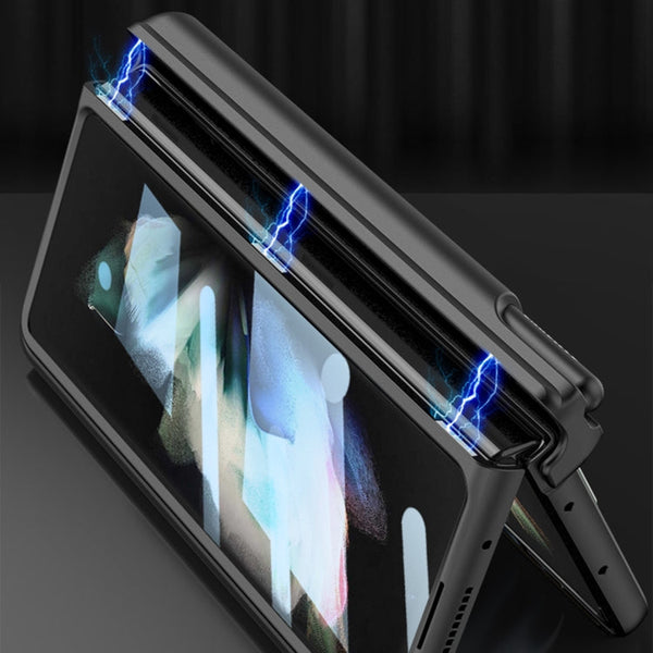 GKK Magnetic Fold Hinge Shockproof Phone Case with Wrist Strap, For Samsung Galaxy Z Fold3 5G
