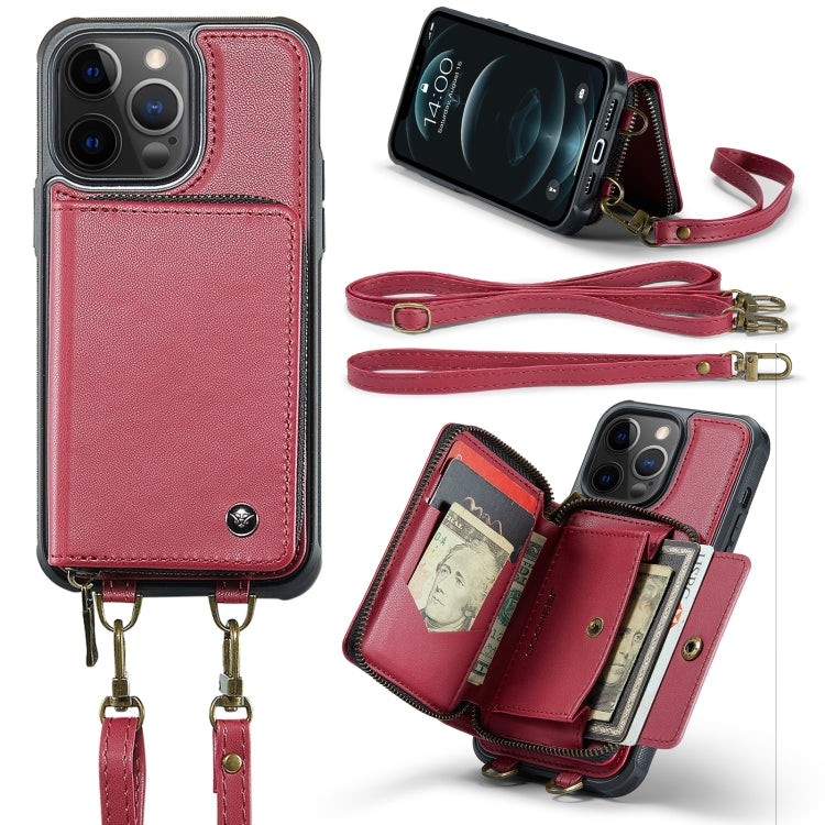 JEEHOOD C22 Series Zipper Wallet Leather Phone Case with Dual Lanyard