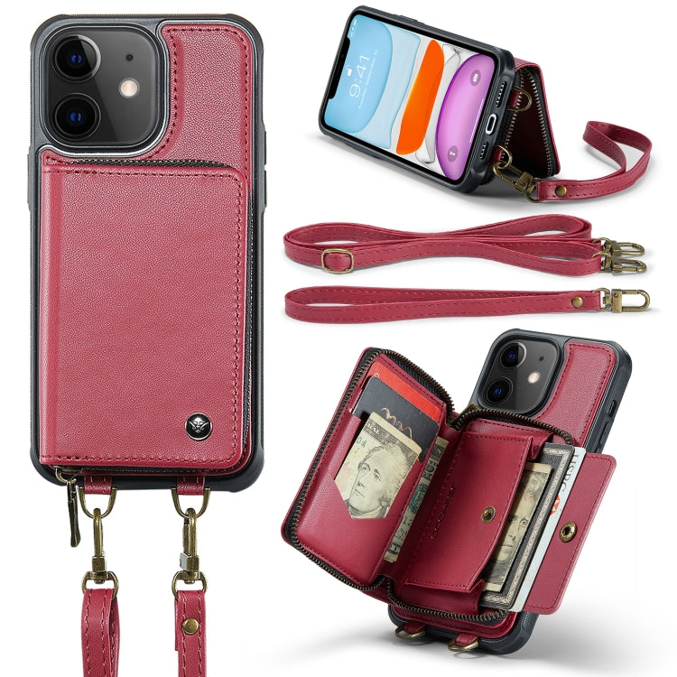 JEEHOOD C22 Series Zipper Wallet Leather Phone Case with Dual Lanyard