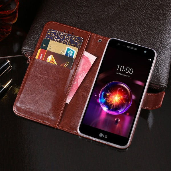 idewei Crazy Horse Texture Horizontal Flip Leather Case with Holder & Card Slots & Wallet, For LG X power3