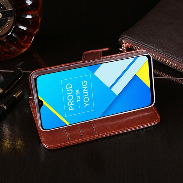 idewei Crazy Horse Texture Horizontal Flip Leather Case with Holder & Card Slots & Wallet, For OPPO Realme C2, For OPPO Realme X, For OPPO Realme X50 5G