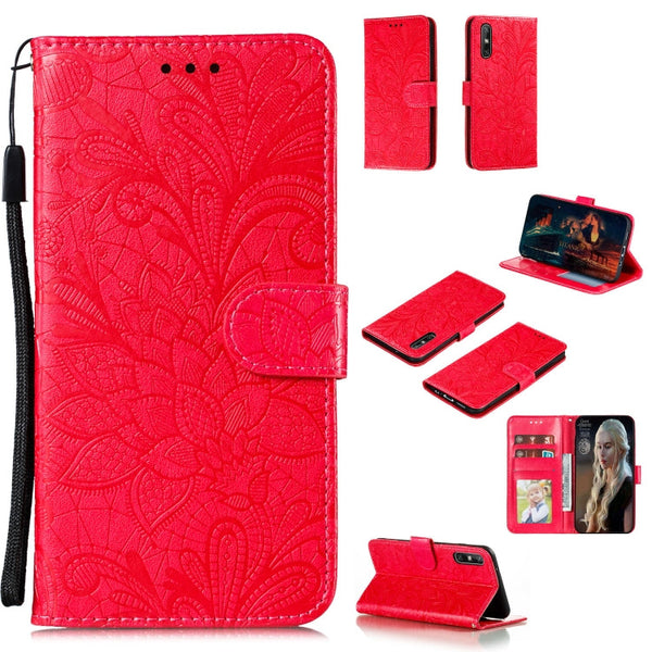 Lace Flower Embossing Pattern Horizontal Flip Leather Case , with Holder & Card Slots & Wallet & Photo Frame & Lanyard, For Huawei Enjoy 10e, For Xiaomi Redmi K30 Pro, For Xiaomi Redmi Note 9 Pro, For Xiaomi Redmi Note 9 Pro Max