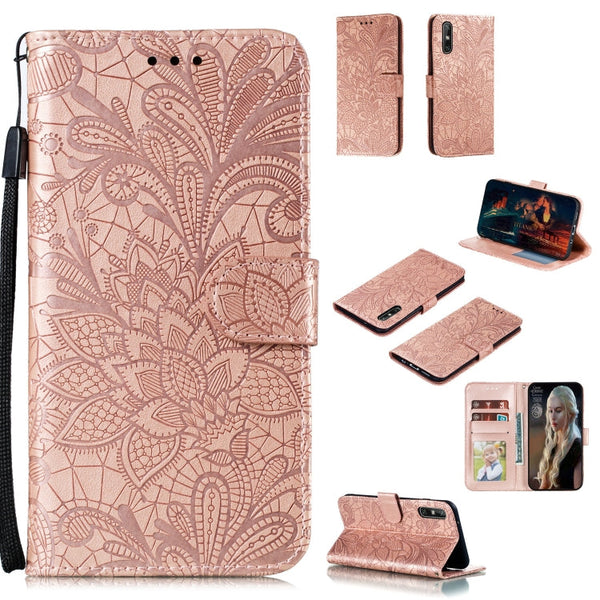 Lace Flower Embossing Pattern Horizontal Flip Leather Case , with Holder & Card Slots & Wallet & Photo Frame & Lanyard, For Huawei Enjoy 10e, For Xiaomi Redmi K30 Pro, For Xiaomi Redmi Note 9 Pro, For Xiaomi Redmi Note 9 Pro Max