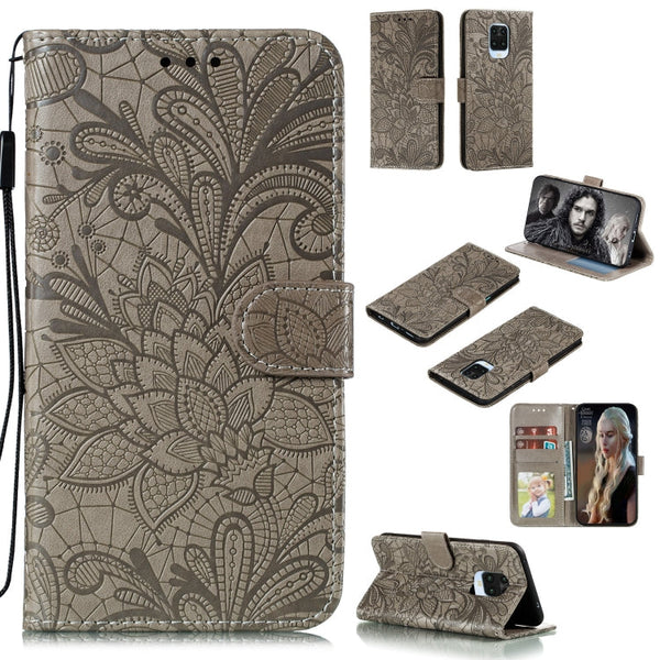 Lace Flower Embossing Pattern Horizontal Flip Leather Case , with Holder & Card Slots & Wallet & Photo Frame & Lanyard, For Huawei Enjoy 10e, For Xiaomi Redmi K30 Pro, For Xiaomi Redmi Note 9 Pro, For Xiaomi Redmi Note 9 Pro Max
