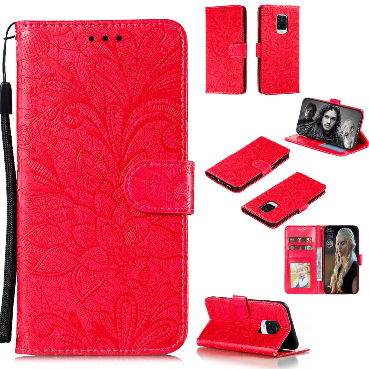 Lace Flower Embossing Pattern Horizontal Flip Leather Case , with Holder & Card Slots & Wallet & Photo Frame & Lanyard, For Huawei Enjoy 10e, For Xiaomi Redmi K30 Pro, For Xiaomi Redmi Note 9 Pro, For Xiaomi Redmi Note 9 Pro Max