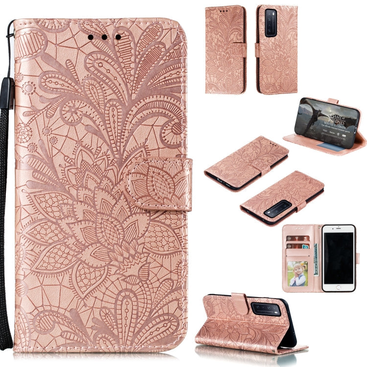 Lace Flower Embossing Pattern Horizontal Flip Leather Case , with Holder & Card Slots & Wallet & Photo Frame & Lanyard, For Xiaomi Redmi Note 9S, For Huawei Nova 7, For Huawei Nova 7 Pro, For Huawei Nova 7 SE