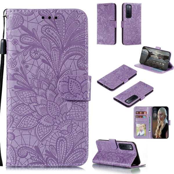 Lace Flower Embossing Pattern Horizontal Flip Leather Case , with Holder & Card Slots & Wallet & Photo Frame & Lanyard, For Xiaomi Redmi Note 9S, For Huawei Nova 7, For Huawei Nova 7 Pro, For Huawei Nova 7 SE