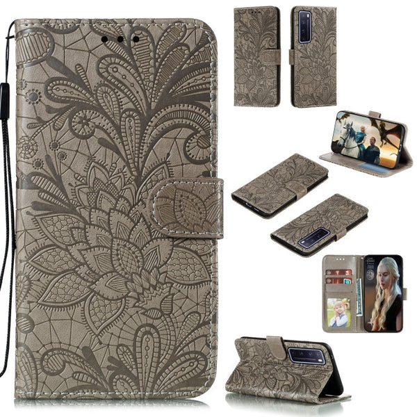 Lace Flower Embossing Pattern Horizontal Flip Leather Case , with Holder & Card Slots & Wallet & Photo Frame & Lanyard, For Xiaomi Redmi Note 9S, For Huawei Nova 7, For Huawei Nova 7 Pro, For Huawei Nova 7 SE