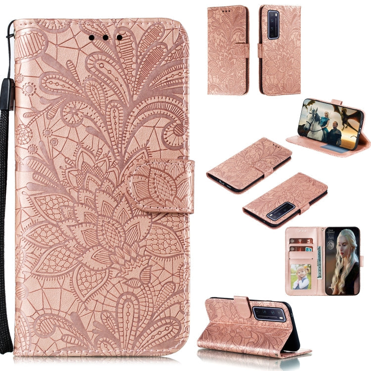 Lace Flower Embossing Pattern Horizontal Flip Leather Case , with Holder & Card Slots & Wallet & Photo Frame & Lanyard, For Xiaomi Redmi Note 9S, For Huawei Nova 7, For Huawei Nova 7 Pro, For Huawei Nova 7 SE