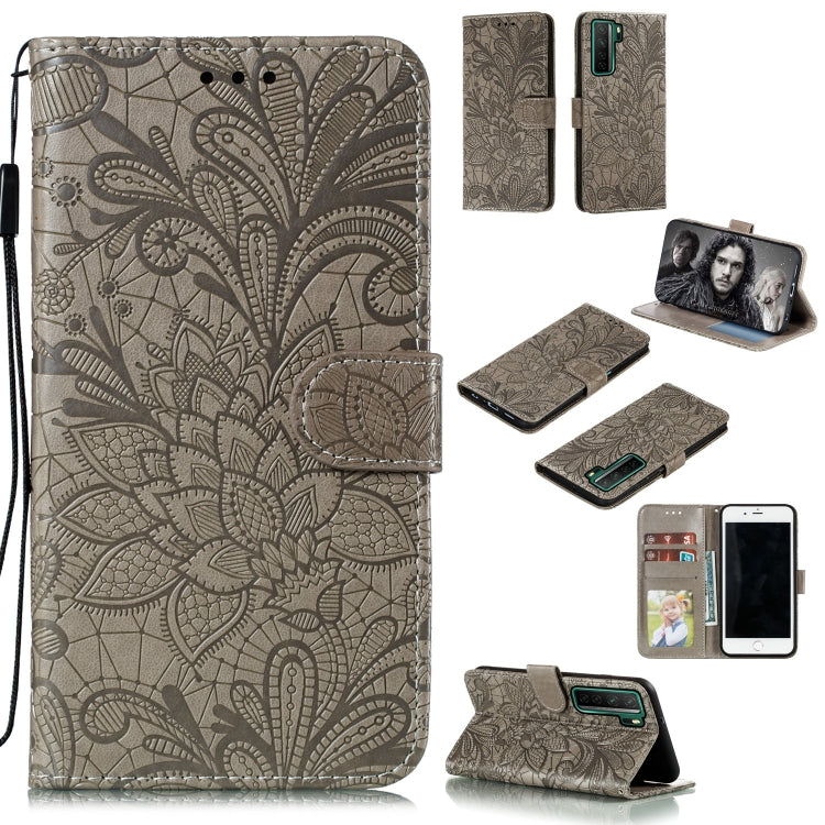 Lace Flower Embossing Pattern Horizontal Flip Leather Case , with Holder & Card Slots & Wallet & Photo Frame & Lanyard, For Xiaomi Redmi Note 9S, For Huawei Nova 7, For Huawei Nova 7 Pro, For Huawei Nova 7 SE