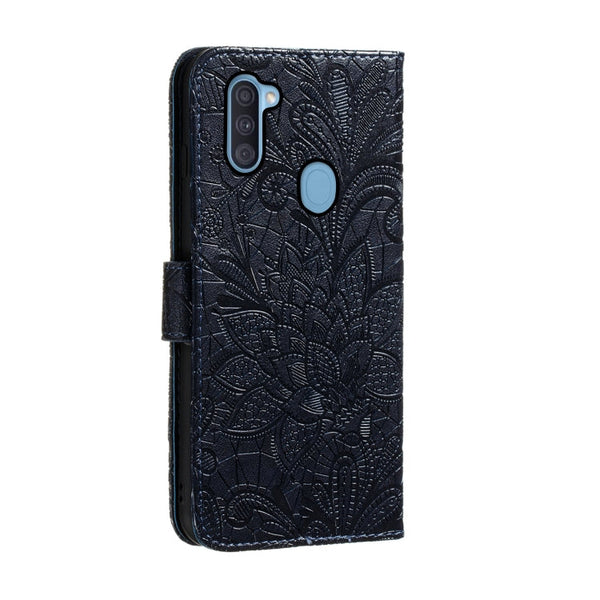 Lace Flower Embossing Pattern Horizontal Flip Leather Case , with Holder & Card Slots & Wallet & Photo Frame & Lanyard, For Galaxy A11, For Galaxy A41, For Galaxy A70e, For Galaxy M31