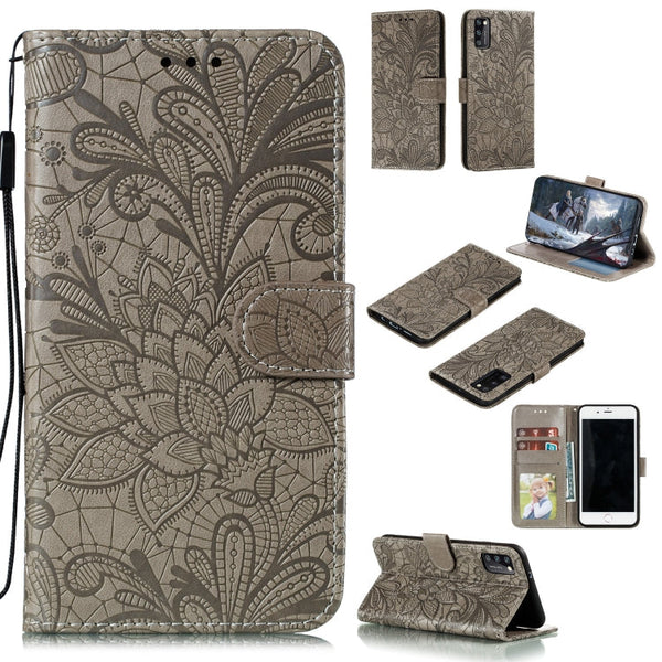 Lace Flower Embossing Pattern Horizontal Flip Leather Case , with Holder & Card Slots & Wallet & Photo Frame & Lanyard, For Galaxy A11, For Galaxy A41, For Galaxy A70e, For Galaxy M31