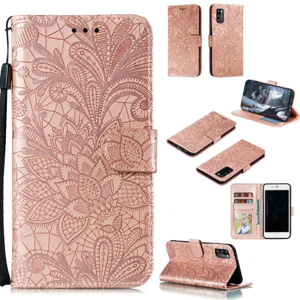 Lace Flower Embossing Pattern Horizontal Flip Leather Case , with Holder & Card Slots & Wallet & Photo Frame & Lanyard, For Galaxy A11, For Galaxy A41, For Galaxy A70e, For Galaxy M31