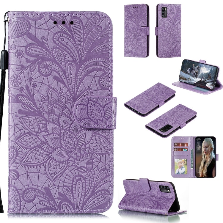 Lace Flower Embossing Pattern Horizontal Flip Leather Case , with Holder & Card Slots & Wallet & Photo Frame & Lanyard, For Galaxy A11, For Galaxy A41, For Galaxy A70e, For Galaxy M31