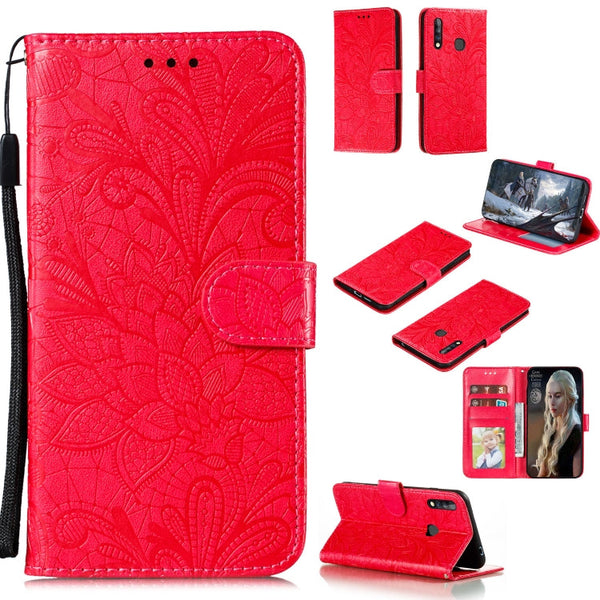 Lace Flower Embossing Pattern Horizontal Flip Leather Case , with Holder & Card Slots & Wallet & Photo Frame & Lanyard, For Galaxy A11, For Galaxy A41, For Galaxy A70e, For Galaxy M31