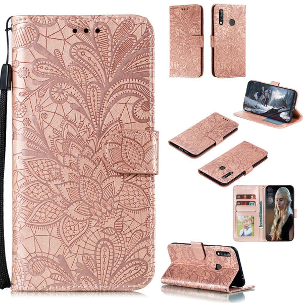 Lace Flower Embossing Pattern Horizontal Flip Leather Case , with Holder & Card Slots & Wallet & Photo Frame & Lanyard, For Galaxy A11, For Galaxy A41, For Galaxy A70e, For Galaxy M31