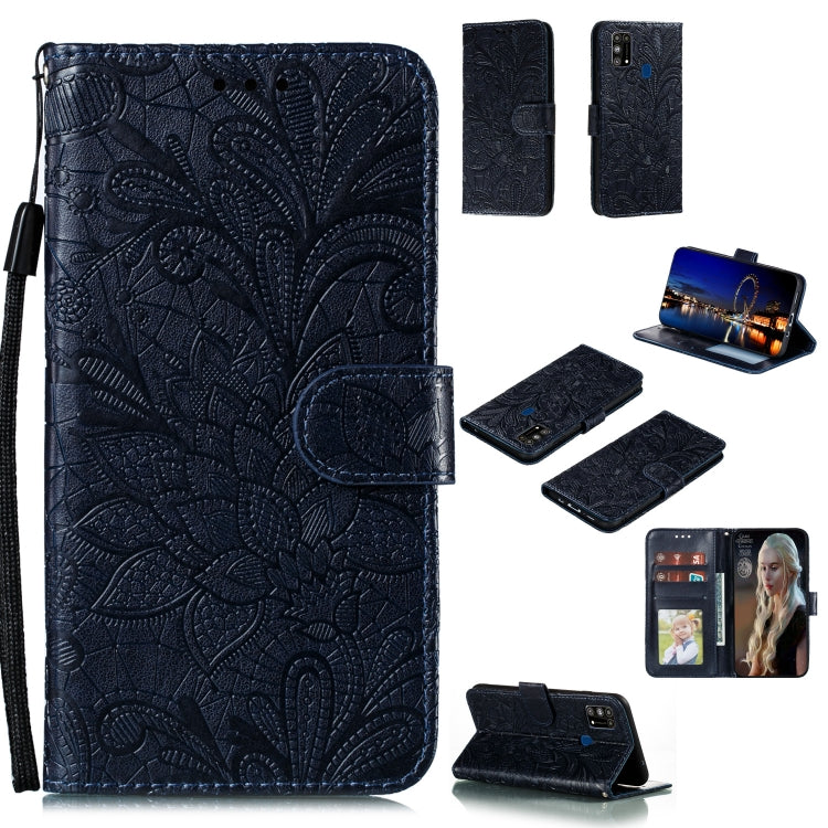 Lace Flower Embossing Pattern Horizontal Flip Leather Case , with Holder & Card Slots & Wallet & Photo Frame & Lanyard, For Galaxy A11, For Galaxy A41, For Galaxy A70e, For Galaxy M31