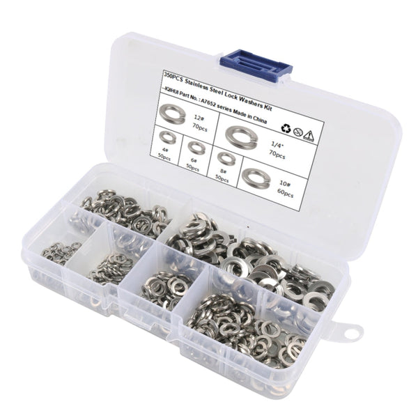 A7652 350 in 1 6 Sizes 304 Stainless Steel Split Lock Spring Washer Kit, A7652