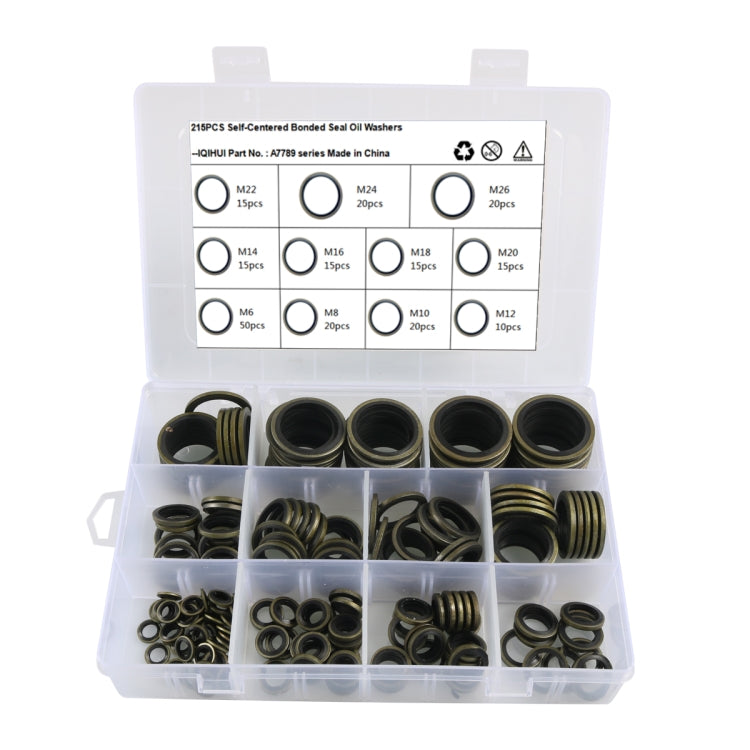 A7789 215 in 1 11 Sizes O-type Seal Oil Washer Assortment Kit, 215 in 1