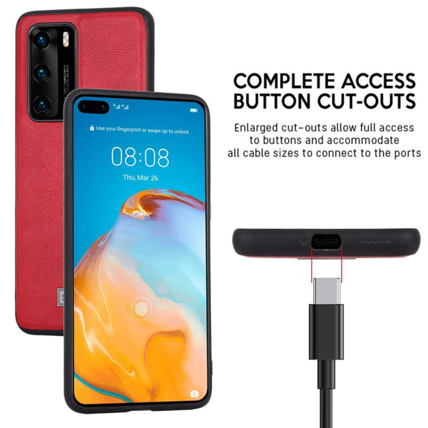 SULADA Shockproof TPU + Handmade Leather Protective Case, For Huawei P40, For Huawei P40 Pro