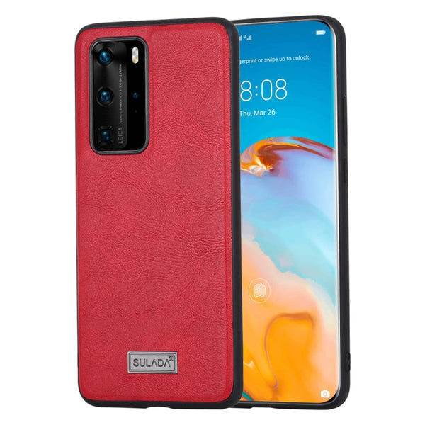 SULADA Shockproof TPU + Handmade Leather Protective Case, For Huawei P40, For Huawei P40 Pro