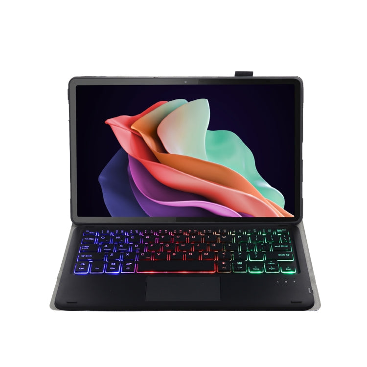 AHW13-AS Lambskin Texture Ultra-thin Detachable Backlight Bluetooth Keyboard Leather Case with Touchpad