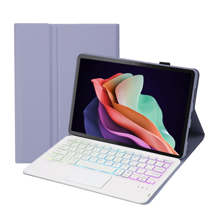 AHW13-AS Lambskin Texture Ultra-thin Detachable Backlight Bluetooth Keyboard Leather Case with Touchpad