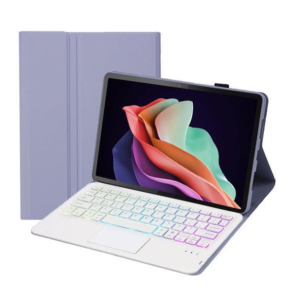 AHW13-AS Lambskin Texture Ultra-thin Detachable Backlight Bluetooth Keyboard Leather Case with Touchpad