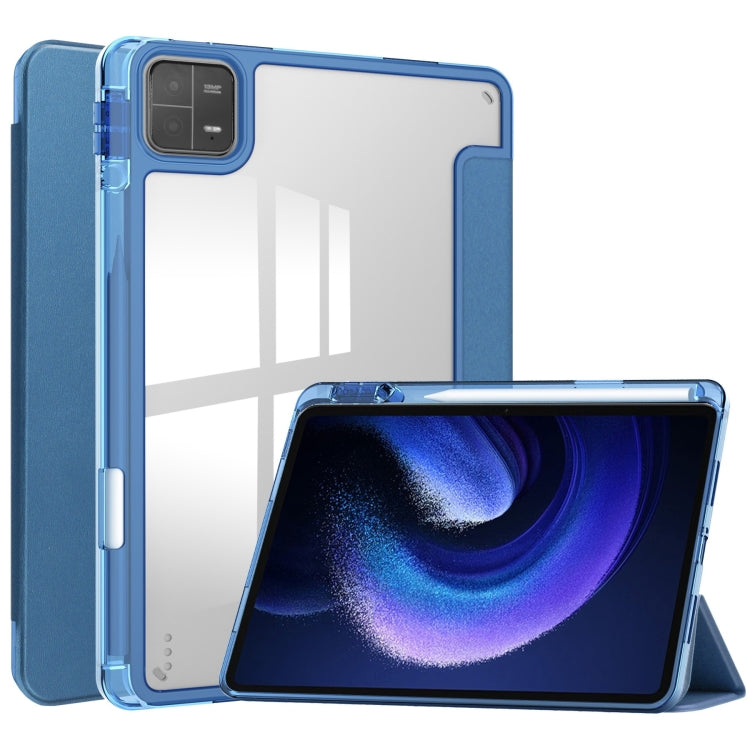 3-fold Clear TPU Smart Leather Tablet Case, For Xiaomi Pad 6 / 6 Pro