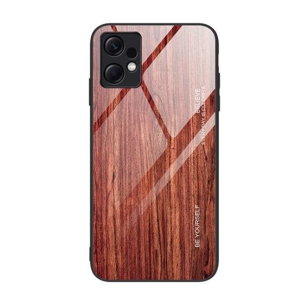 Wood Grain Glass TPU Phone Case, For Xiaomi Redmi Note 12 4G Global, For Xiaomi Redmi Note 12 Turbo