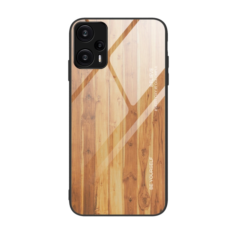 Wood Grain Glass TPU Phone Case, For Xiaomi Redmi Note 12 4G Global, For Xiaomi Redmi Note 12 Turbo