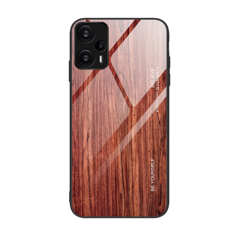 Wood Grain Glass TPU Phone Case, For Xiaomi Redmi Note 12 4G Global, For Xiaomi Redmi Note 12 Turbo