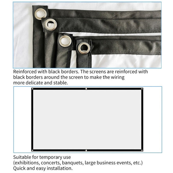 Simple Folding Thin Polyester Projector Film Curtain, 30 inch 16:9, 150 inch 4:3, 180 inch 16:9, 150 inch 16:9, 200 inch 16:9