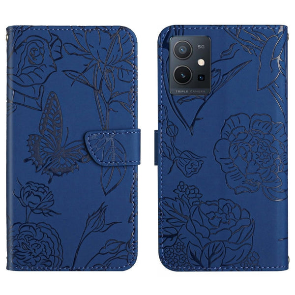 HT03 Skin Feel Butterfly Embossed Flip Leather Phone Case