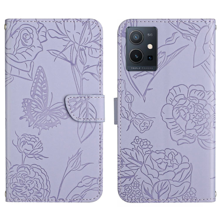 HT03 Skin Feel Butterfly Embossed Flip Leather Phone Case