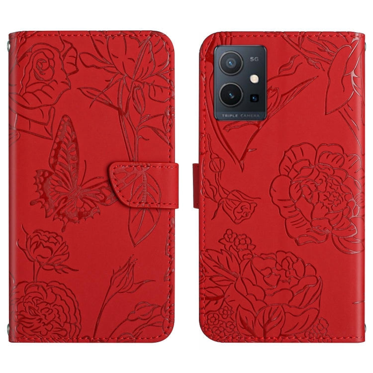HT03 Skin Feel Butterfly Embossed Flip Leather Phone Case