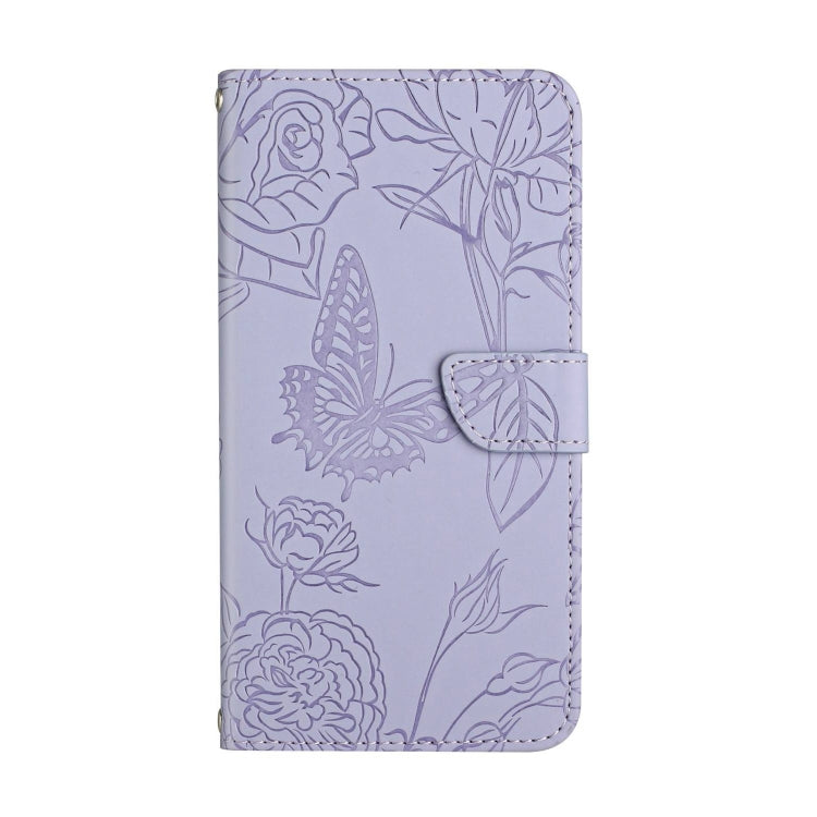 HT03 Skin Feel Butterfly Embossed Flip Leather Phone Case