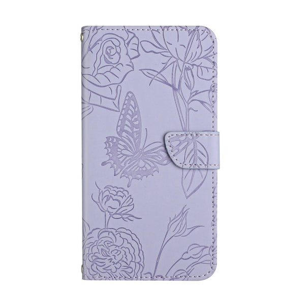 HT03 Skin Feel Butterfly Embossed Flip Leather Phone Case