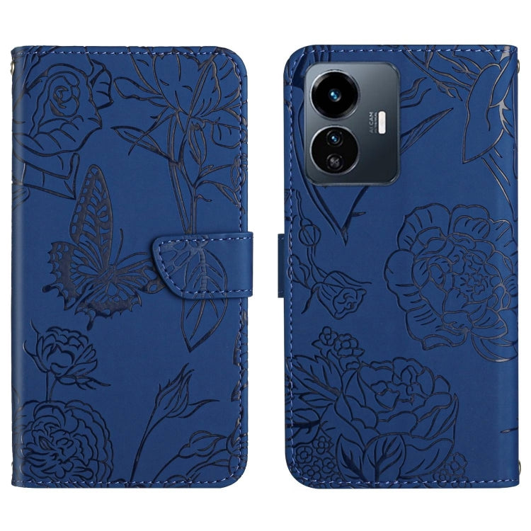 HT03 Skin Feel Butterfly Embossed Flip Leather Phone Case