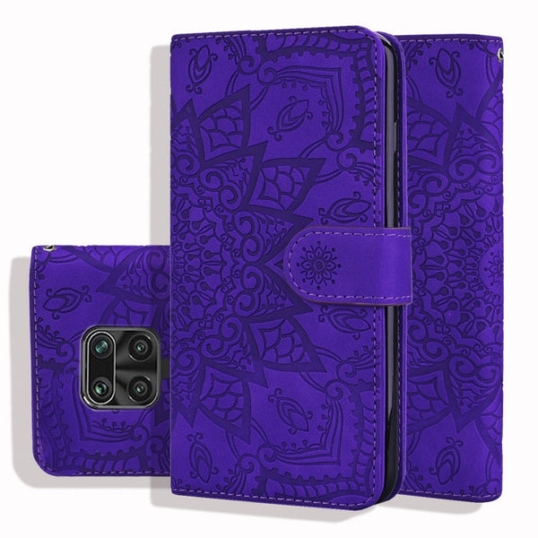 Embossed Sunflower Pattern Horizontal Flip PU Leather Case with Holder & Card Slots & Wallet & Lanyard, For Xiaomi Redmi Note 9 Pro Max, For Xiaomi Mi CC9 Pro / Mi Note 10 / Mi Note 10 Pro, For Huawei Mate 30 Pro