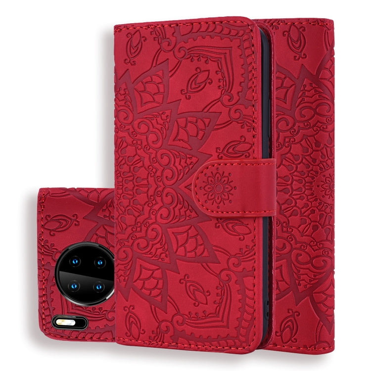 Embossed Sunflower Pattern Horizontal Flip PU Leather Case with Holder & Card Slots & Wallet & Lanyard, For Xiaomi Redmi Note 9 Pro Max, For Xiaomi Mi CC9 Pro / Mi Note 10 / Mi Note 10 Pro, For Huawei Mate 30 Pro